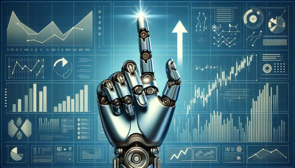 HomePage_Img_11-1536x878_optimized Robotic hand pointing upward with glowing fingertip surrounded by digital charts, data analytics, and automation dashboards symbolizing industrial automation and SCADA growth. SCADA and industrial automation solutions by CtrlSystems
